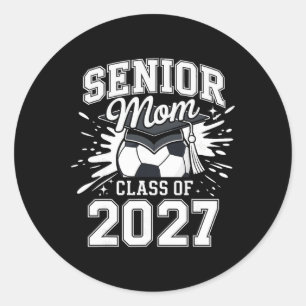 Pegatina Redonda Mamá Senior Cl De 2027 Coquette Lazo Graduación Fú