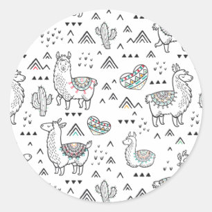 Pegatina Redonda Mamá Sticker de la llama