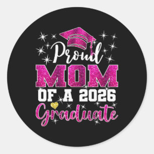 Pegatina Redonda Mamá Super Orgullosa de la Graduación de la Clase