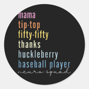 Pegatina Redonda Mama Tip Top Fifty Gracias Huckleberry Baseball Pl