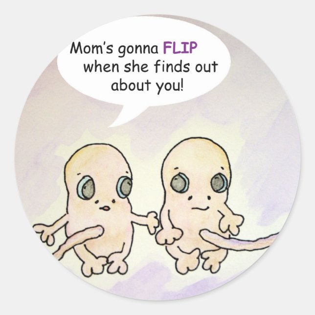 Pegatina Redonda Mamá va a voltear Pegatinas gemelos (Anverso)