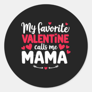 Pegatina Redonda Mama Valentine Pareja Romántica Lindo Día de San V