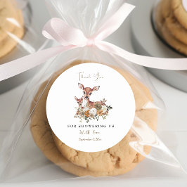 Pegatina Redonda mama venado y bebé venado bebé ducha Gracias etiqu