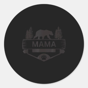 Pegatina Redonda Mamá vida silvestre oso senderismo esquí camping 