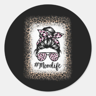 Pegatina Redonda Mamá vivió con sangre desordenada mujeres leopardo