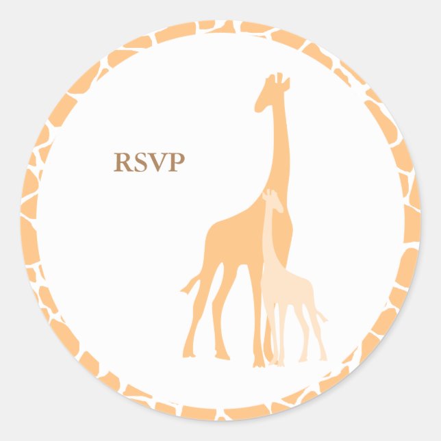 Pegatina Redonda Mamá y bebé Pegatinas de la jirafa (Anverso)