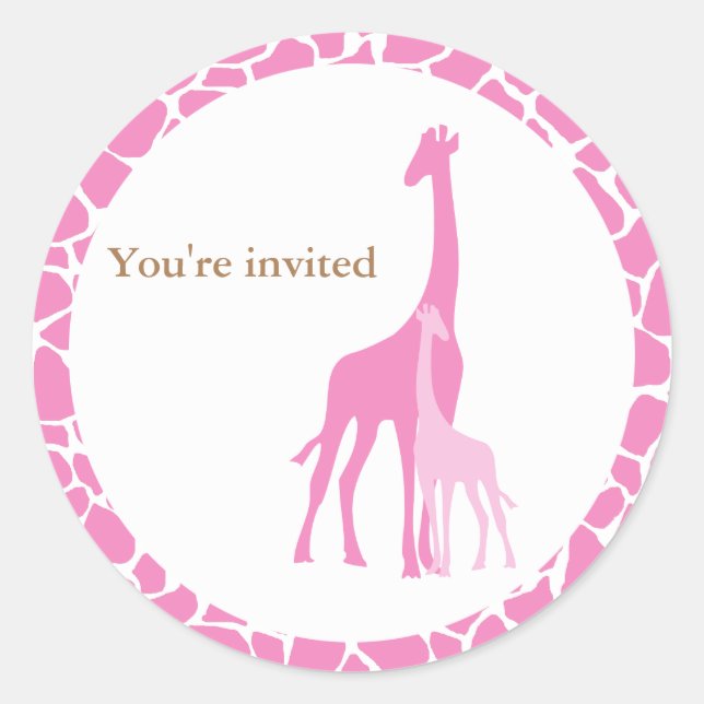 Pegatina Redonda Mamá y bebé Pegatinas de la jirafa (Anverso)