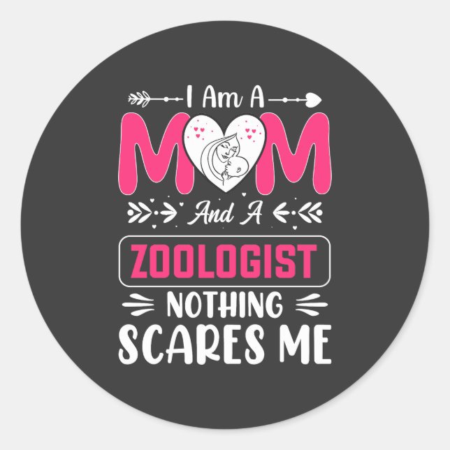 Pegatina Redonda Mamá zoóloga divertida, mamá zoóloga (Anverso)