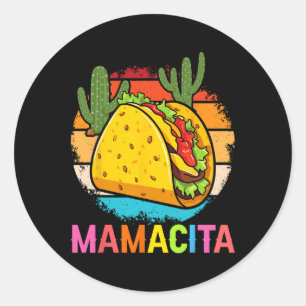 Pegatina Redonda Mamacita Divertido Taco Cactus Cinco De Mayo Fiest