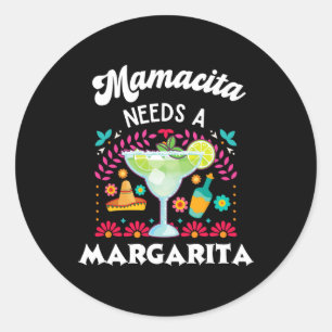 Pegatina Redonda Mamacita Necesita Una Margarita - Cinco De Mayo -