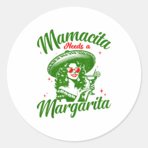 Pegatina Redonda Mamacita Necesita Una Margarita Cinco De Mayo Muje