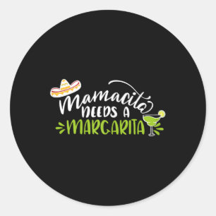 Pegatina Redonda Mamacita Necesita Una Margarita Cinco De Mayo Para