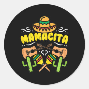 Pegatina Redonda Mamacita Sombrero Cinco De Mayo Fiesta Mexicana Ho