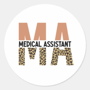Pegatina Redonda MAMÁES Auxiliar Médico Leopard Print