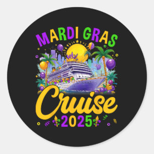Pegatina Redonda Mamáes de crucero familiar Mardi Gras Carnival Cru