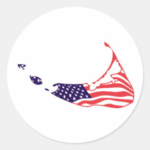 Pegatina Redonda MAMÁES de Nantucket - diseño del mapa