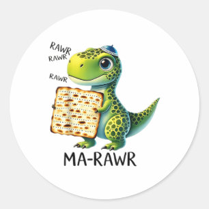 Pegatina Redonda Mamáes de Pover Maror rugen Dinosaur Funny Pesach