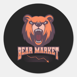 Pegatina Redonda Mamáes del inversor en la Bolsa del Bear Market Da