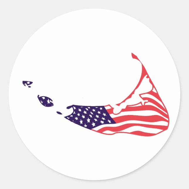 Pegatina Redonda Mamáes Nantucket - Diseño de Mapa. (Anverso)