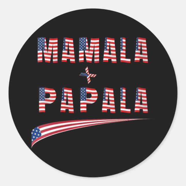 Pegatina Redonda Mamala Papala 2024 Kamala Harris Tim W Demo (Anverso)
