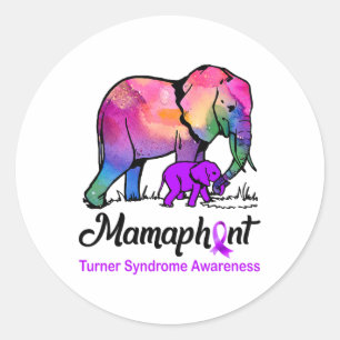 Pegatina Redonda Mamaphant Mama Elephant Turner Síndrome Conciencia