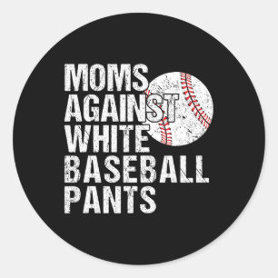 Pegatina Redonda Mamás contra los pantalones de béisbol blancos Gra