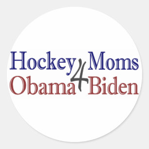 Pegatina Redonda Mamás de hockey para Obama en Biden