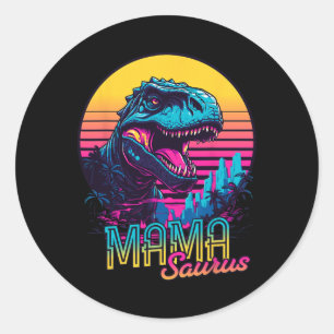 Pegatina Redonda Mamasaurus Funny Dinosaur Mama Saurus Trex Mom Mot