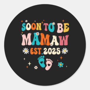 Pegatina Redonda Mamaw Est 2025 Invitación De Embarazo G