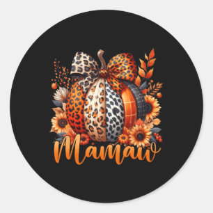 Pegatina Redonda Mamaw Thankeve Leopard Pumpkin Sunflower Coque