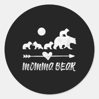 Pegatina Redonda Mami Bear Con Cuatro Cubos De Oso