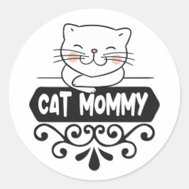 Pegatina Redonda Mami de gato mascota amante de los animales