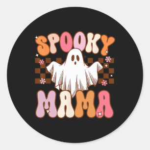 Pegatina Redonda Mami Halloween mamá fantasma disfraz retro Groo