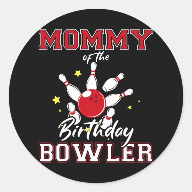 Pegatina Redonda Mami Of Birthday Bowler Fiesta Ce (Anverso)