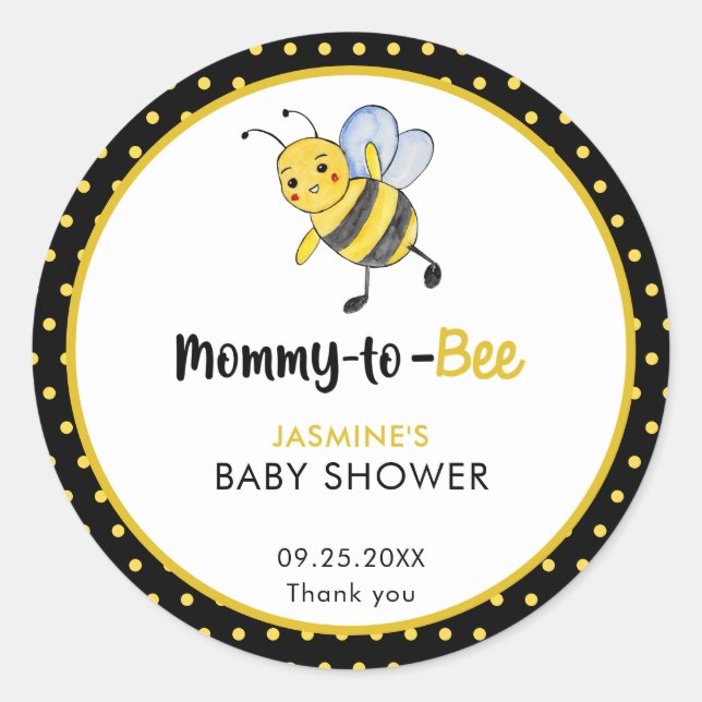 Pegatina Redonda Mami-to-bee Baby Shower Cute Honeybee dulce (Anverso)