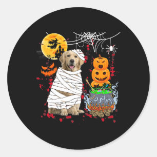 Pegatina Redonda Mamita del perro de la colección de oro de Hallowe