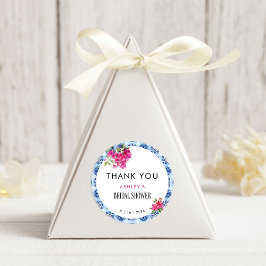 Pegatina Redonda Mamma Mia Baldosas Florales Azules Arco Despedida