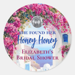 Pegatina Redonda Mamma Mia Disco Griego Ball Blue Tiles Gracias