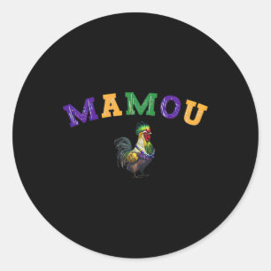 Pegatina Redonda Mamou Mardi Gras Chicken