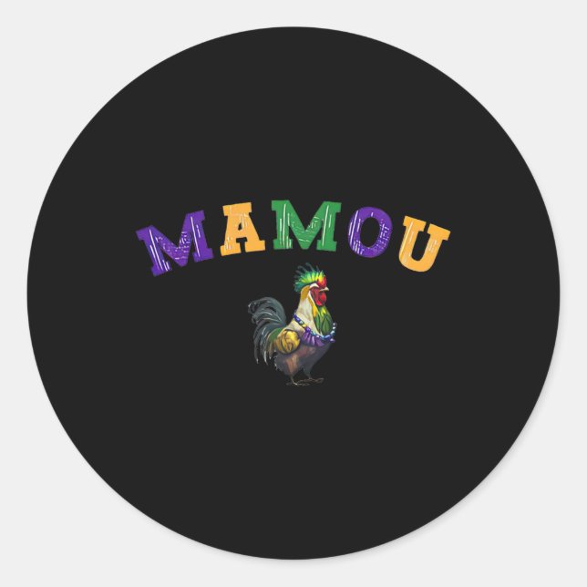 Pegatina Redonda Mamou Mardi Gras Chicken (Anverso)