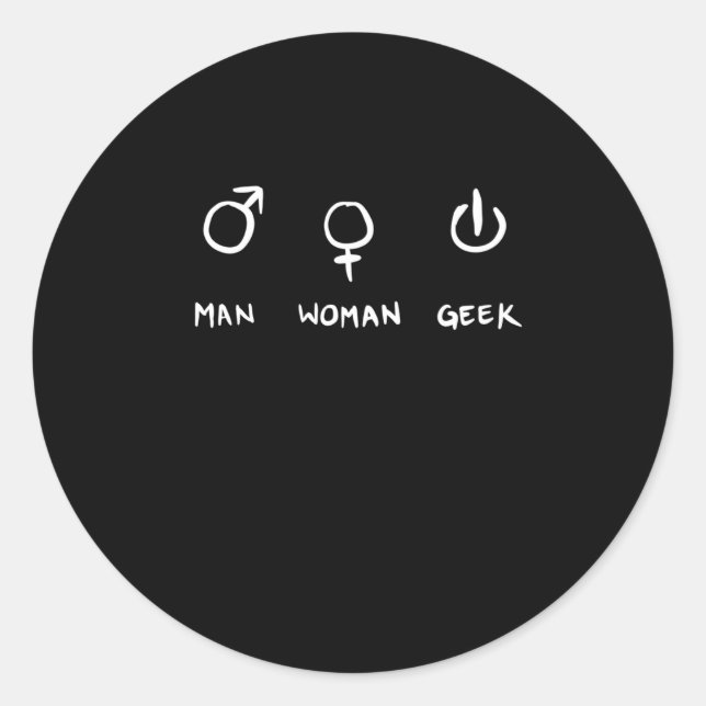 Pegatina Redonda Man Woman Geek (Anverso)