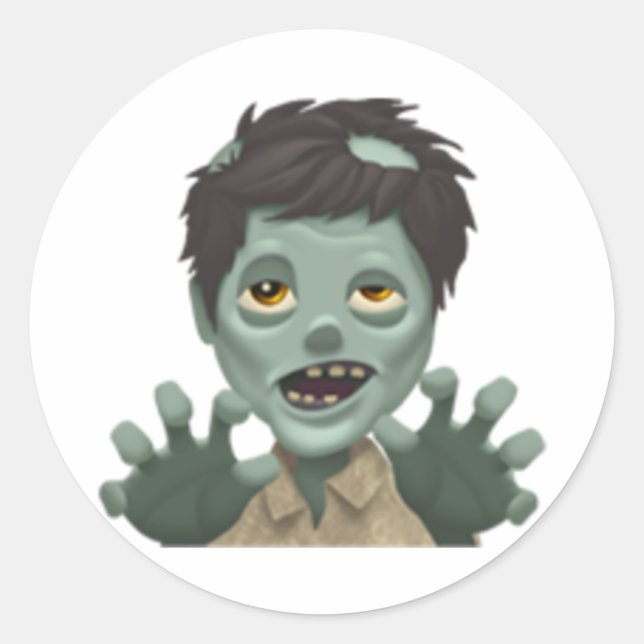 Pegatina Redonda Man Zombie - Emoji (Anverso)
