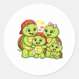 Pegatina Redonda Mañana Familia Alegría