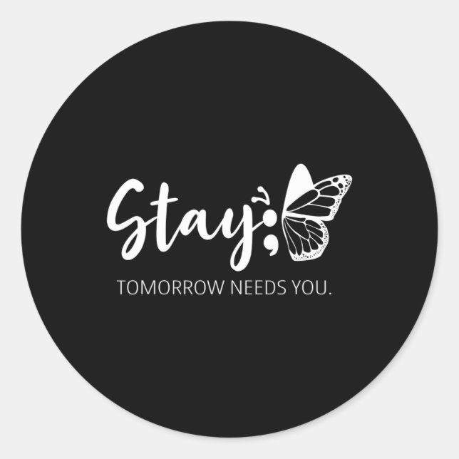 Pegatina Redonda Mañana le necesita un Semicolón de Apoyo a la Salu (Anverso)