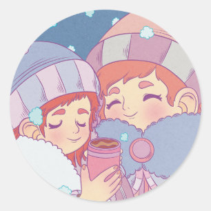 Pegatina Redonda Mañana temprano en invierno