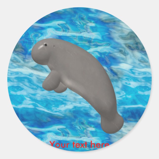 Pegatina Redonda Manatee (Anverso)