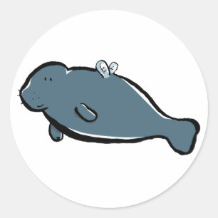 Pegatina Redonda manatee fairy