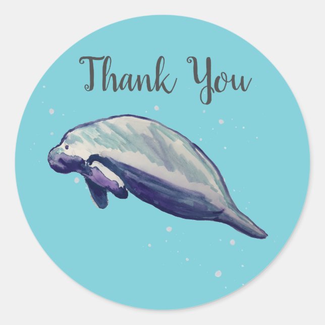 Pegatina Redonda Manatee Fiesta Gracias Pegatinas (Anverso)