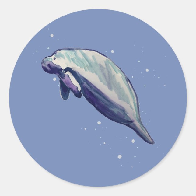 Pegatina Redonda Manatee Painting Ocean Fiesta Gracias Pegatinas (Anverso)