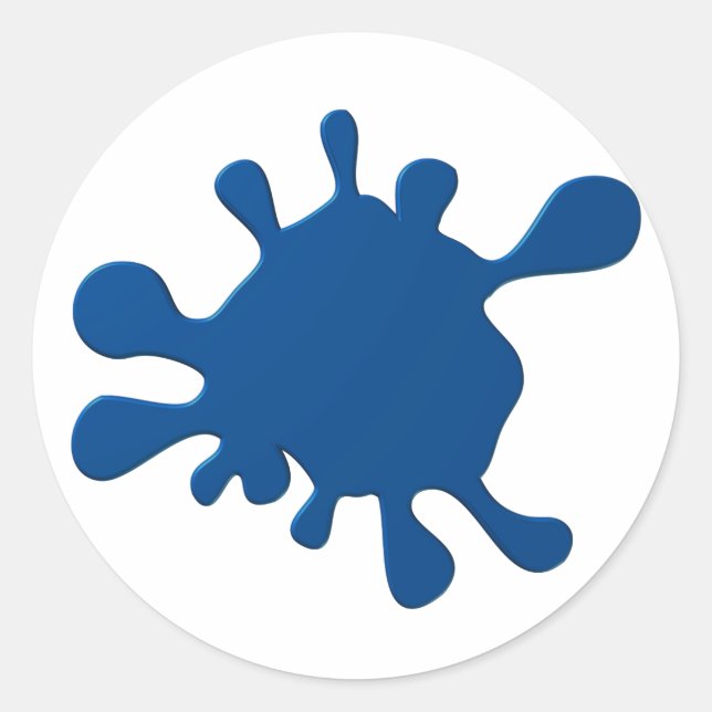 Pegatina Redonda Mancha de tinta azul (Anverso)